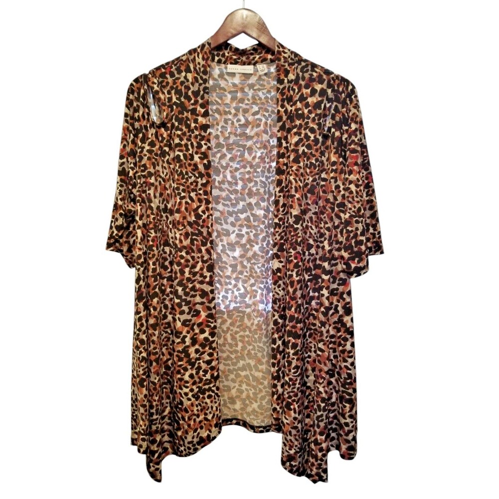 Susan Graver Women's Cardigan Cold Shoulder Open Front Liquid Knit Size 2X